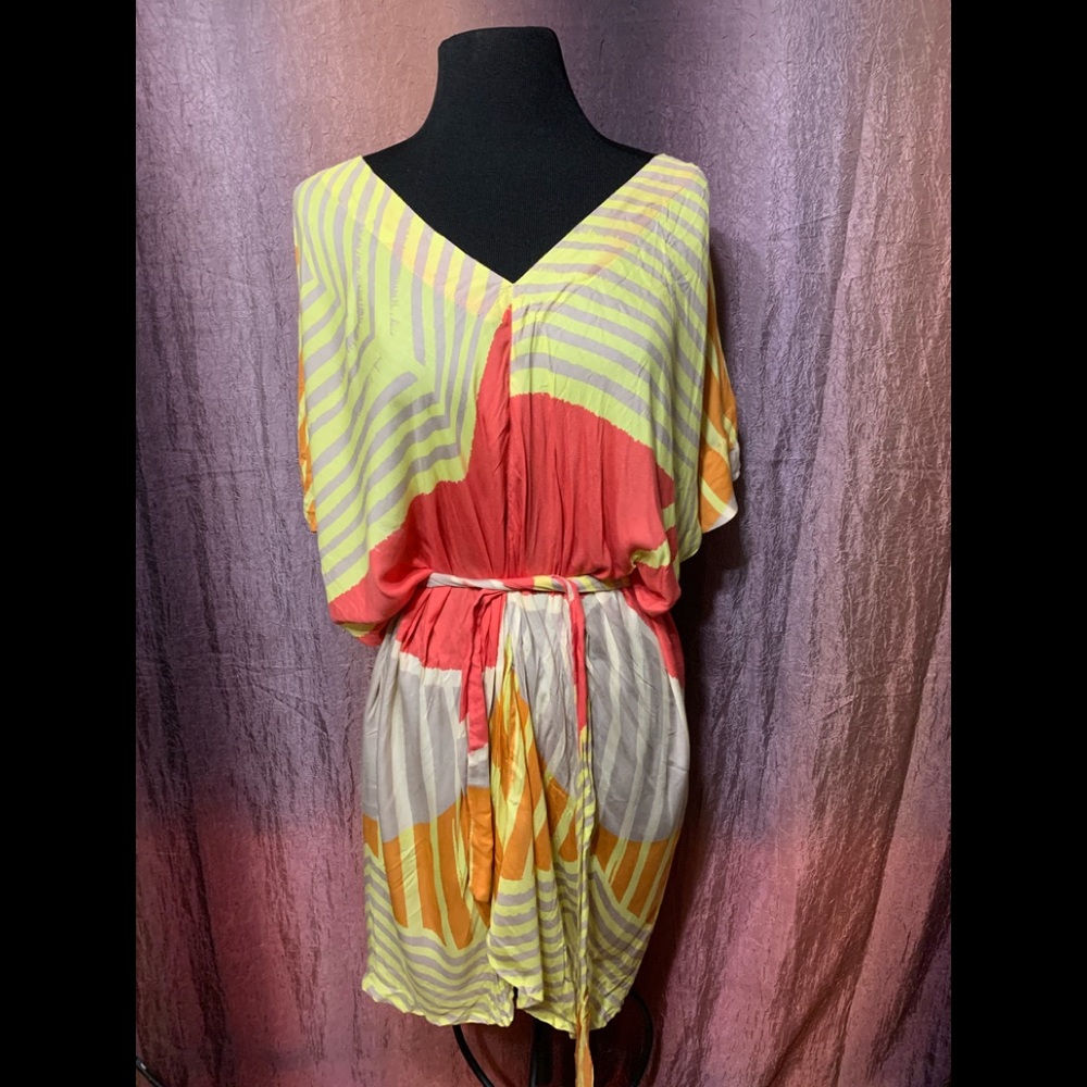 NWT $121 Testament colorful cover up dress‎ w tie